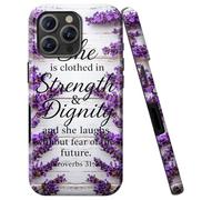 Double Layer Case for iPhone 16 Pro Max 6.9", Slim Shockproof Hard Phone Protective Cover for Men & Women, Hybrid TPU+PC Anti-Scratch Protective Durable Cute Phone Case, Proverbs 31:25