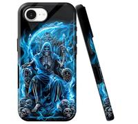 Double Layer Case for iPhone 16e 6.1", Slim Shockproof Hard Phone Protective Cover for Men & Women, Hybrid TPU+PC Anti-Scratch Protective Durable 2025 Cute Phone Case, Skull Throne