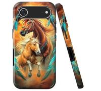 Double Layer Case for iPhone Air 6.5", Slim Shockproof Hard Phone Protective Cover for Men & Women, Hybrid TPU+PC Anti-Scratch Protective Durable Cute Phone Case, Dream Chasing Horse