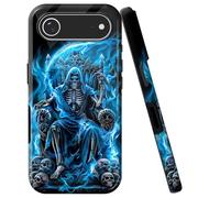 Double Layer Case for iPhone Air 6.5", Slim Shockproof Hard Phone Protective Cover for Men & Women, Hybrid TPU+PC Anti-Scratch Protective Durable Cute Phone Case, Skull Throne