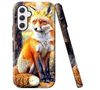 Double Layer Case for Samsung Galaxy A16 5G 6.7", Slim Shockproof Hard Phone Protective Cover for Men & Women, Hybrid TPU+PC Anti-Scratch Protective Durable Cute Phone Case, Fox Autumn