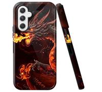 Double Layer Case for Samsung Galaxy A16 5G 6.7", Slim Shockproof Hard Phone Protective Cover for Men & Women, Hybrid TPU+PC Anti-Scratch Protective Durable Cute Phone Case, Fire Dragon