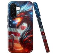 Double Layer Case for Samsung Galaxy A17 5G 6.7", Slim Shockproof Hard Phone Protective Cover for Men & Women, Hybrid TPU+PC Anti-Scratch Protective Durable Cute Phone Case, Flag Lightning Dragon