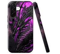 Double Layer Case for Samsung Galaxy A26 5G 6.7", Slim Shockproof Hard Phone Protective Cover for Men & Women, Hybrid TPU+PC Anti-Scratch Protective Durable Cute Phone Case, Purple Black Dragon