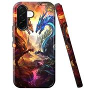 Double Layer Case for Samsung Galaxy A26 5G 6.7", Slim Shockproof Hard Phone Protective Cover for Men & Women, Hybrid TPU+PC Anti-Scratch Protective Durable Cute Phone Case, Fire and Ice Dragon