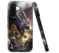 Double Layer Case for Samsung Galaxy A36 5G 6.7", Slim Shockproof Hard Phone Protective Cover for Men & Women, Hybrid TPU+PC Anti-Scratch Protective Durable Cute Phone Case, Purple Dragon Skull