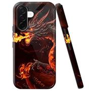 Double Layer Case for Samsung Galaxy A36 5G 6.7", Slim Shockproof Hard Phone Protective Cover for Men & Women, Hybrid TPU+PC Anti-Scratch Protective Durable Cute Phone Case, Fire Dragon