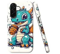 Double Layer Case for Samsung Galaxy A56 5G 6.7", Slim Shockproof Hard Phone Protective Cover for Men & Women, Hybrid TPU+PC Anti-Scratch Protective Durable Cute Phone Case, Cute Blue Dragon