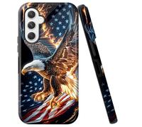 Double Layer Case for Samsung Galaxy S25 5G 6.2", Slim Shockproof Hard Phone Protective Cover for Men & Women, Hybrid TPU+PC Anti-Scratch Protective Durable Cute Phone Case, Eagle with USA Flag
