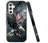 Double Layer Case for Samsung Galaxy S25 5G 6.2", Slim Shockproof Hard Phone Protective Cover for Men & Women, Hybrid TPU+PC Anti-Scratch Protective Durable Cute Phone Case, Bald Eagle USA Flag