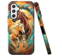 Double Layer Case for Samsung Galaxy S25 FE 5G 6.7", Slim Shockproof Hard Phone Protective Cover for Men & Women, Hybrid TPU+PC Anti-Scratch Protective Durable Phone Case, Dream Chasing Horse