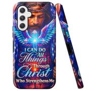 Double Layer Case for Samsung Galaxy S25 Plus 6.7", Slim Shockproof Hard Phone Protective Cover for Men & Women, Hybrid TPU+PC Anti-Scratch Protective Durable Phone Case, Christian American Flag