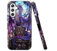 Double Layer Case for Samsung Galaxy S25 Plus 6.7", Slim Shockproof Hard Phone Protective Cover for Men & Women, Hybrid TPU+PC Anti-Scratch Protective Durable Phone Case, Dragon Stained Glass