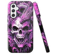 Double Layer Case for Samsung Galaxy S25 Plus 6.7", Slim Shockproof Hard Phone Protective Cover for Men & Women, Hybrid TPU+PC Anti-Scratch Protective Durable Phone Case, Skull Purple Dragon