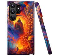 Double Layer Case for Samsung Galaxy S25 Ultra 6.9", Slim Shockproof Hard Phone Protective Cover for Men & Women, Hybrid TPU+PC Anti-Scratch Protective Durable Phone Case, Death Skeleton Underworld