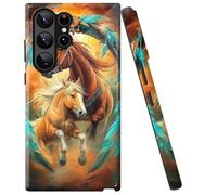 Double Layer Case for Samsung Galaxy S25 Ultra 6.9", Slim Shockproof Hard Phone Protective Cover for Men & Women, Hybrid TPU+PC Anti-Scratch Protective Durable Phone Case, Dream Chasing Horse