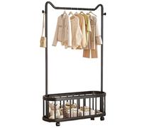 Double Layer Cat Ear Rolling Clothes Rack - Portable Coat Stand for Hanging Clothes & Storing Items Ideal for Bedrooms & Living Rooms Stylish & Functional Design
