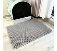 Double Layer Cat Litter Box Mat Pet Carpet Thickened Wear-Resistant Litter Tray Rug EVA Material Honeycomb Design Trapping Mat Paw Cleaning Waterproof Mat Washable Non-Slip Mat (Grey, 40x50 cm)