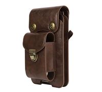 Double-Layer Cell Phone Bag for Men, 4-in-1 Belt Mount Waist Pack, Vertical Shoulder, Crossbody Holder Case Fantasy Pouch(Brown)