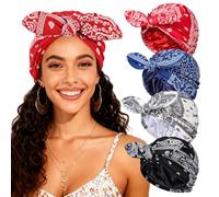 Double-Layer Chemo Headwear for Women，Pre-Tied Head Covering Sleeping Cap for Hair Loss, 4 Amoeba Patterns, One Size