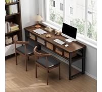 Double-Layer Computer Desk,Office Table,Easy Assembly,Sturdy Metal Frame for Bedrooms,Studies,Dining Rooms,Office Black Walnut