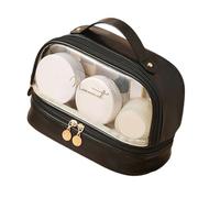 Double Layer Cosmetic Bag Travel Makeup Bag Portable Toiletry for Women Pu Leather Cosmetics Cases Clear Makeup
