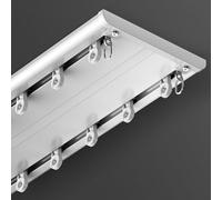 Double Layer Curtain Rod 2-Layer Aluminum Ceiling Mount Easy Installation Whisper Glide Function 1/2/3/4/5/6m Ideal for Living Room & Bedroom (White 270cm)