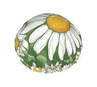 Double-layer Daisy Print shower cap great for showers,cooking,spa and makeup-fits long hair.