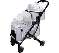 Double-Layer Dog Prams for Two Cats Or Dogs Twin Pet Stroller with Detachable Travel Cart Carrier - Perfect for Pets on The Go