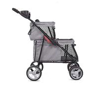 Double-Layer Dog Stroller, Foldable Pet Stroller for Small Medium Dog Cat 4 Wheel, Up to 20kg