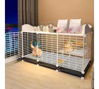 Double Layer Double Layer Rabbit Cage 109×49×68cm, Internal External Dwarf Rabbit Cage with Grid, Easy Assembly(109*49*68-B)