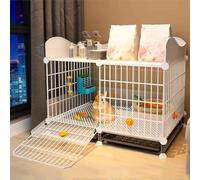 Double Layer Double Layer Rabbit Cage 109×49×68cm, Internal External Dwarf Rabbit Cage with Grid, Easy Assembly(75*49*58)
