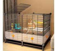 Double Layer Double Layer Rabbit Cage 109×49×68cm, Internal External Dwarf Rabbit Cage with Grid, Easy Assembly(75*39*58-B)
