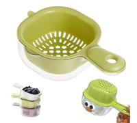 Double Layer Draining Basket with Handle, 2-in-1 Fruit Vegetable Washer & Storage Container, Plastic Berry Tomato Colander, Mini Kitchen Strainer Bowl
