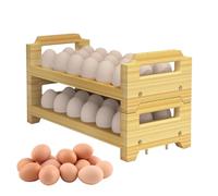 Double Layer Egg Holder Rustic Wood Carton Stackable Design Kitchen Rack