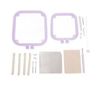 Double Layer Embroidery Hoop Tabletop Needlework Frame Holder with Needle for Craft Projects Home Use Most Scenarios ABS Stainless Steel Fabric 1 Set (Light Purple)
