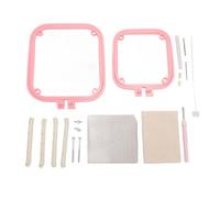 Double Layer Embroidery Hoop Tabletop Needlework Frame Holder with Needle for Craft Projects Home Use Most Scenarios ABS Stainless Steel Fabric 1 Set (Red)
