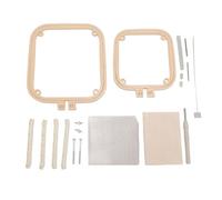 Double Layer Embroidery Hoop Tabletop Needlework Frame Holder with Needle for Craft Projects Home Use Most Scenarios ABS Stainless Steel Fabric 1 Set (Khaki Color)