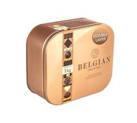 Double Layer Extra-Large 1kg | Premium Belgian Chocolate Coated Biscuit Collection in Large Presentation Tin | Milk, White & Dark Coated Biscuits with Wafers & Tuile Curls