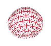 Double-layer Flag of Georgia Print shower cap great for showers,cooking,spa and makeup-fits long hair.