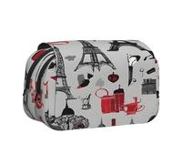 Double Layer Flip Top Pencil Case, Large Capacity 20cm Oxford Fabric School Supply Organizer for Students, pen bag for Travel Sketching, French Fashion Model Ferrets, Exam Essential Stationery Box