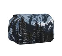 Double Layer Flip Top Pencil Case, Large Capacity 20cm Oxford Fabric School Supply Organizer for Students Teens, pen bag for Travel Sketching, Canadian Mountain Cliff, Exam Essential Stationery Box