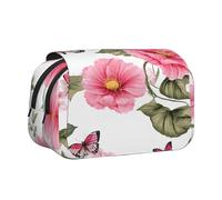 Double Layer Flip Top Pencil Case, Large Capacity 20cm Oxford Fabric School Supply Organizer for Students Teens, pen bag for Travel Sketching, garden birds flowers, Exam Essential Stationery Box