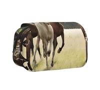 Double Layer Flip Top Pencil Case, Large Capacity 20cm Oxford Fabric School Supply Organizer for Students Teens, pen bag for Travel Sketching, Various Kinds of Horses, Exam Essential Stationery Box