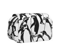 Double Layer Flip Top Pencil Case, Large Capacity 20cm Oxford Fabric School Supply Organizer for Students Teens, pen bag for Travel Sketching, Cute Baby Penguins Sketch, Exam Essential Stationery Box
