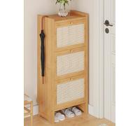 Double Layer Folding Rattan Plastic Shoe Rack - Space-Saving Indoor/Outdoor Entryway Storage One-Piece Design for Home nization