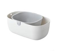 Double Layer Fruit Tray With Drain Holes And End Mounted Hanging Ears For Organized Kitchen Countertop Or Shelving Use(Gray)