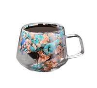 Double-Layer Glass Coffee Cups - Round 200ml Double Walled Coffee Glasses Anti-Scalding Grip | Floral Fusion Smooth Flower Glass Cup with Anti-Scalding Grip for Latte, Tea, Juices, Smoothies
