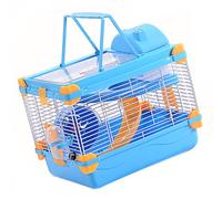 Double Layer Hamster Villa Acrylic Cage with Wheel | Blue Finish, PP and Iron Wire Build, Leakproof Water Jug Included, for PET Hamster Owners