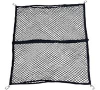 Double Layer Highly Elastic Cargo Net, with 6 Metal Hooks for Cars Rear Boot 120cmx120cm Black Polyester Storage Nets